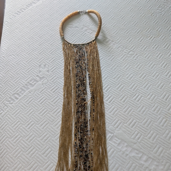 Luxurious Gold Fringe Necklace - Picture 4 of 5